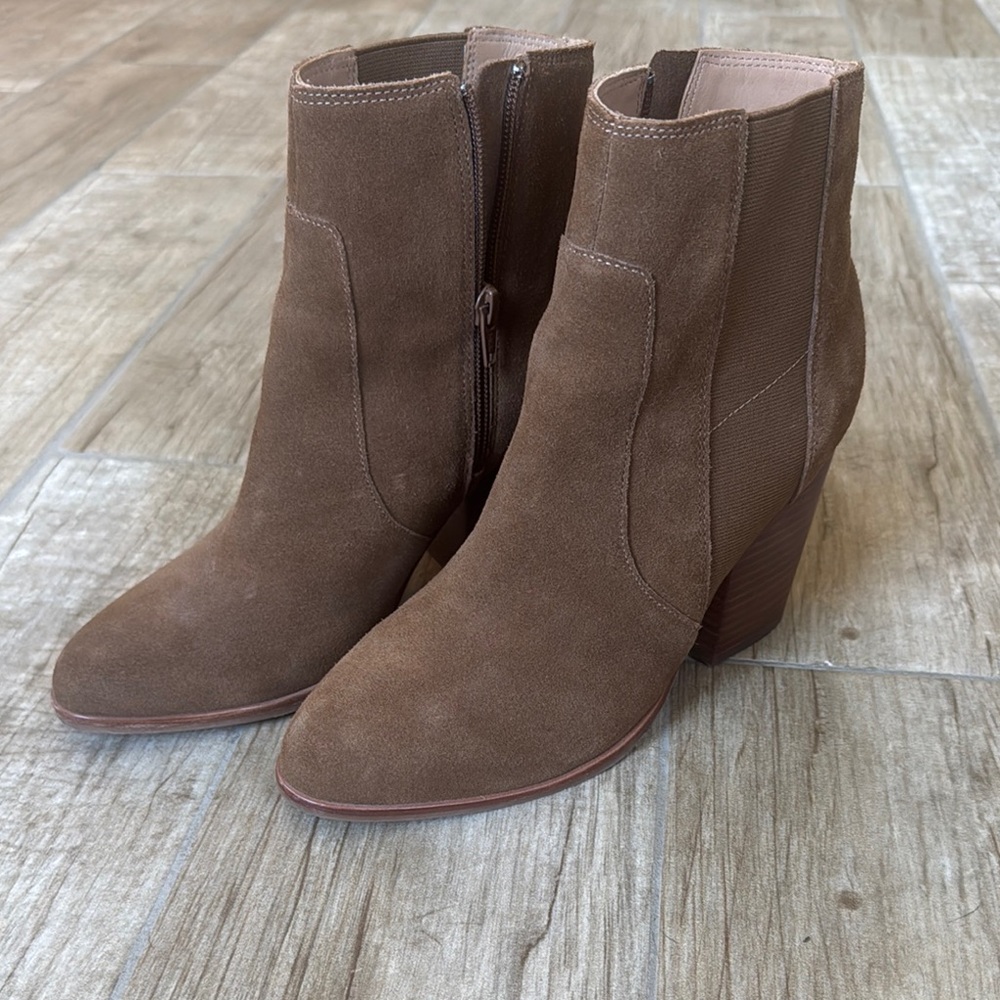 Soludos Brown Suede Ankle Booties with Wedge Heel